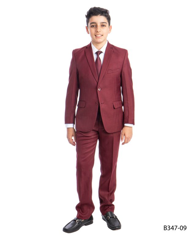 BOYS BURGUNDY 5-PIECE SPECIAL OCCASION SUIT. SIZES 2T–4T (Toddler)