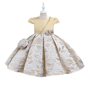 Girls Gold & Ivory Jacquard Party Dress with Purse Elegant Special Occasion Dress (Sizes 416) | Berto Kids Fashion Girls Gold & Ivory Jacquard Party Dress with Purse Elegant Special Occasion Dress (Sizes 416) | Berto Kids Fashion