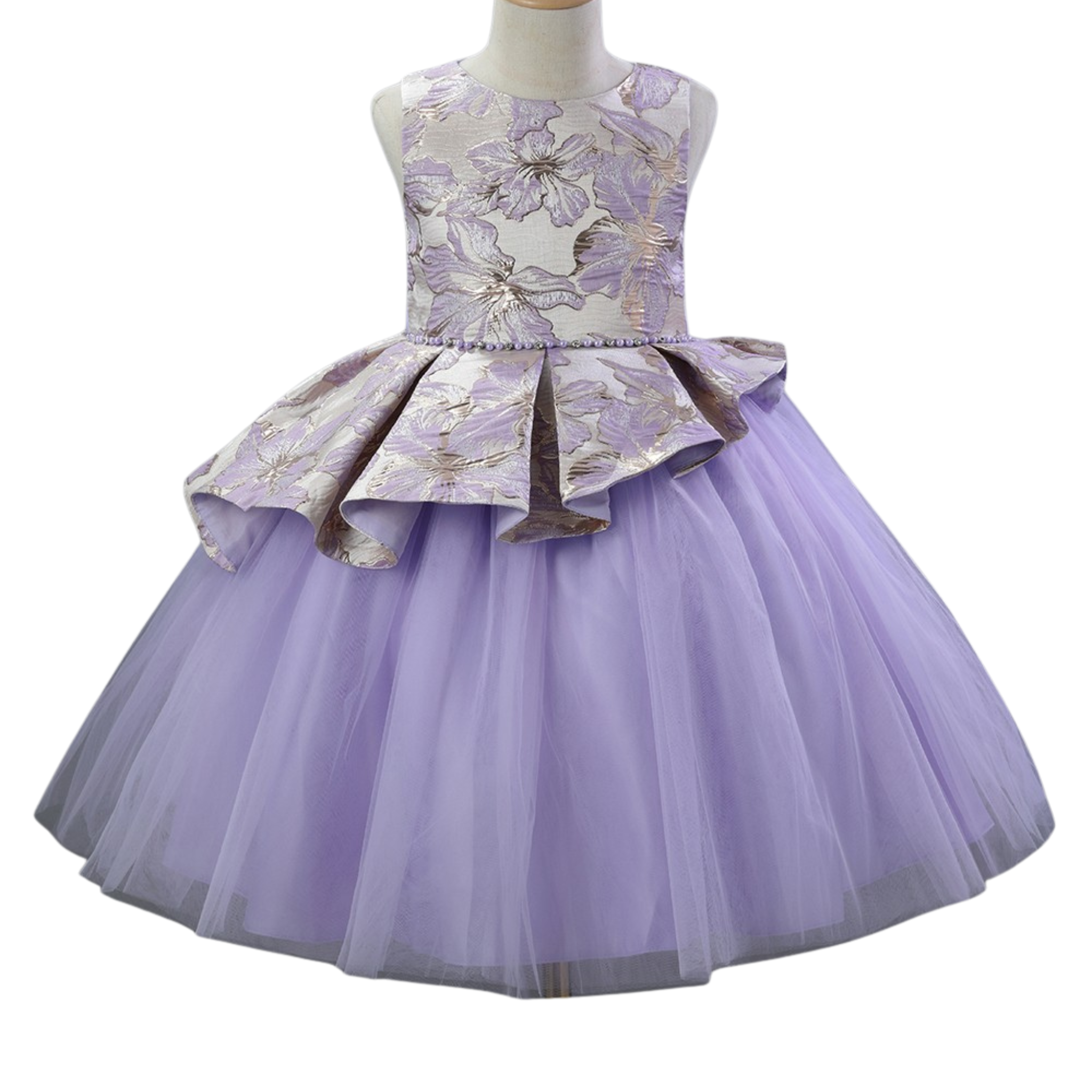 strapless open back dress Floral Peplum Tulle Dress for Girls (Sizes 4–16) – Berto Kids Fashion