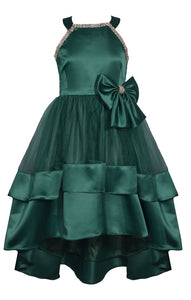 Emerald Elegance with Bow Accent