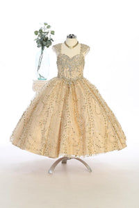 Elegant Long Party Dress- Gold