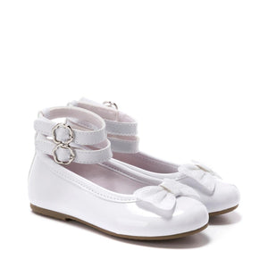 Double Ankle Strap Bow Ballerina Flats (Youth/Juniors)